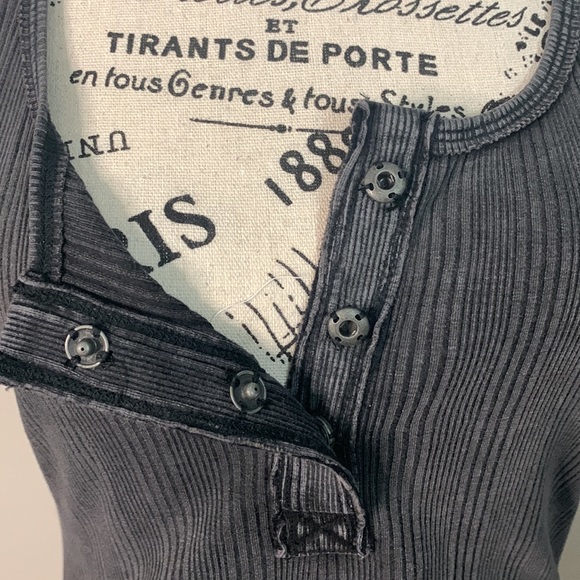 We the Free Women's gray ribbed stretchy fitted Long Sleeve Top Size: M NWOT - Picture 10 of 11